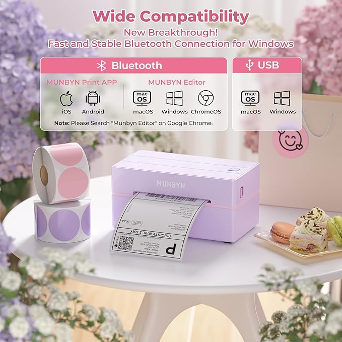MUNBYN Bluetooth Thermal Label Printer, 130B Wireless 4x6 Shipping Label Printer - Image 3