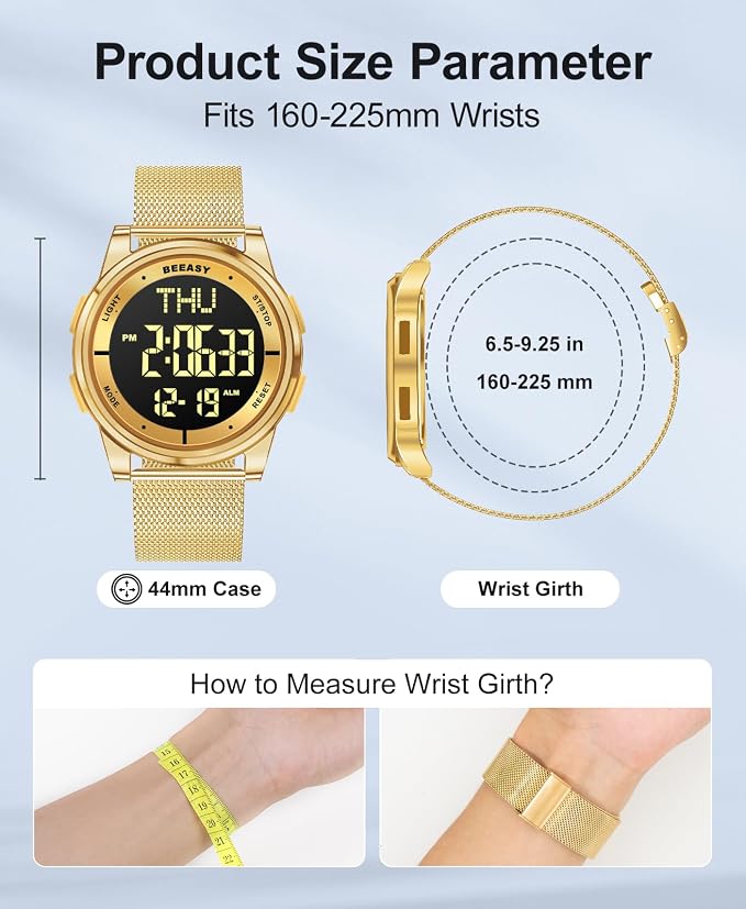 Beeasy Digital Watch for Men Women, 50M Waterproof, Ultra-Thin & Lightweight - Image 5