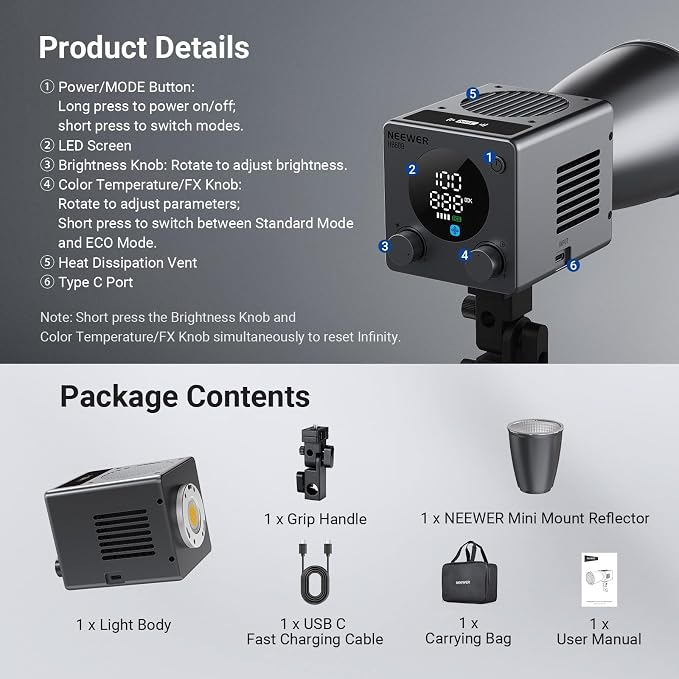 NEEWER 60W Mini LED Video Light - Image 9