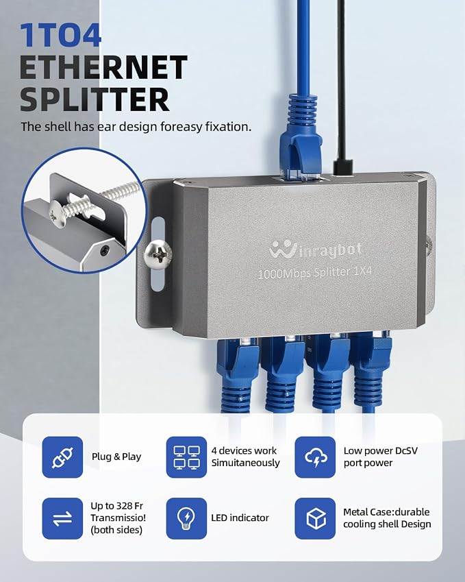 4 Port Gigabit Ethernet Splitter 1 to 4 - Image 3