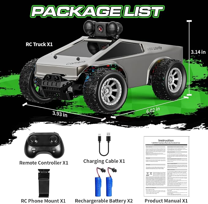 RC Cars with Camera Remote Control Truck with 720P HD FPV Camera, All-Terrain - Image 7