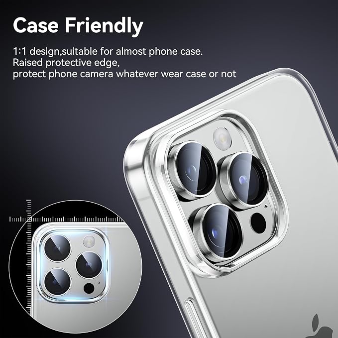 WSKEN for iPhone 15 Pro/iPhone 15 Pro Max Camera Lens Protector, Shatterproof - Image 5