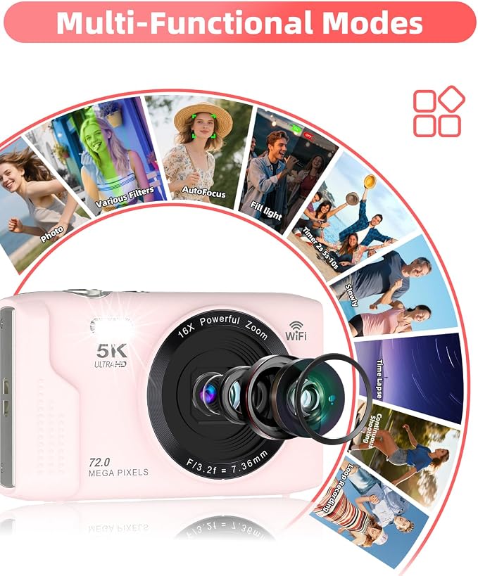 5K Digital Camera for Photography, 72MP Autofocus WiFi Vlogging Camera for - Image 4