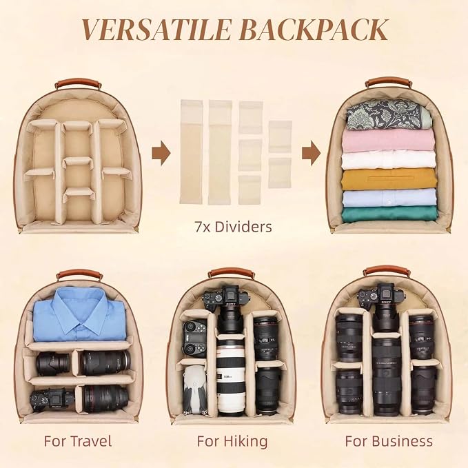 Camera Backpack Classic PU Leather - Image 6