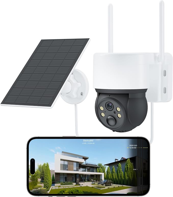 Solar Cameras for Home Security, Security Cameras Wireless Outdoor, 360° Pan & by BoyKeep
