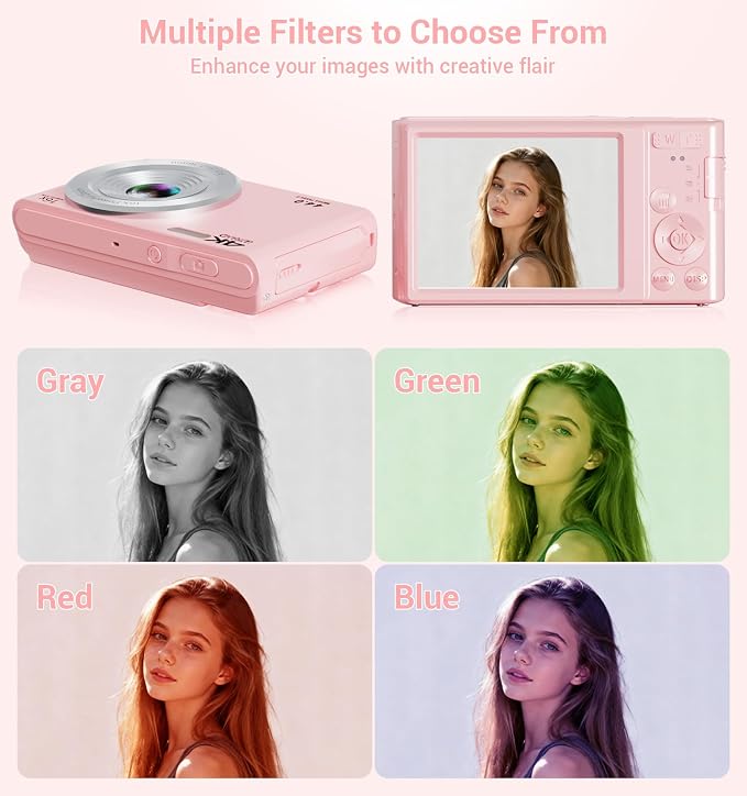 Digital Camera, Upgraded FHD 4K Pink Digital Camera - Image 4