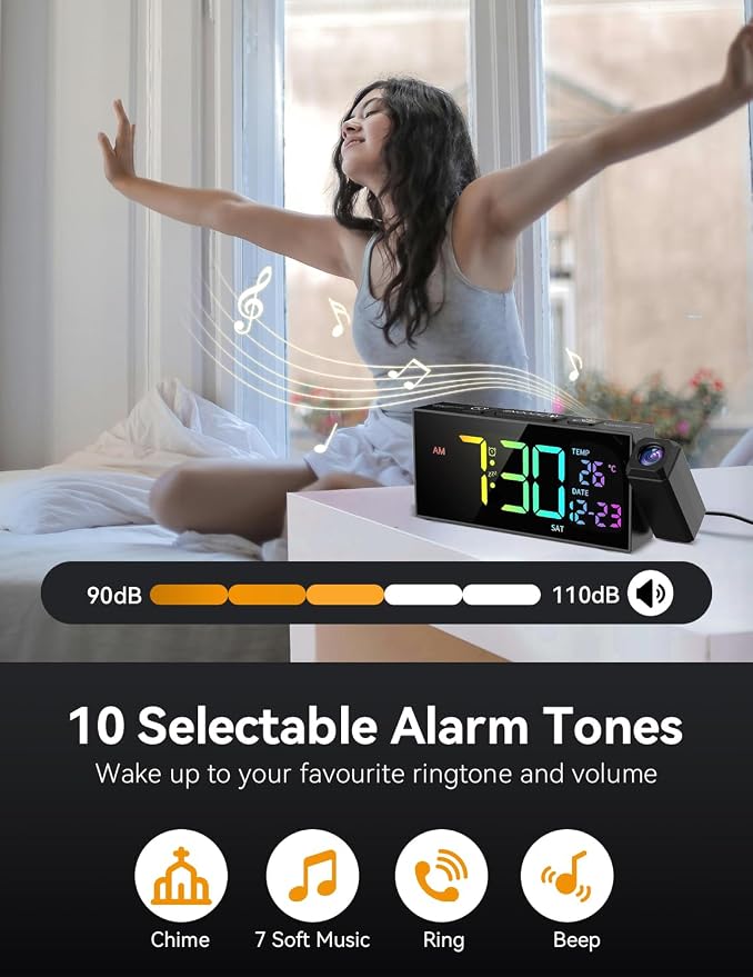 Netzu Projection Clock for Bedroom Ceiling, Alarm Clocks - Image 4
