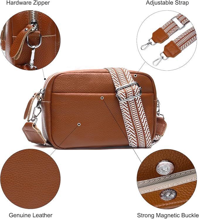 Small Crossbody Bags for Women Genuine Leather, Guitar Strap Shoulder Handbag - Image 5