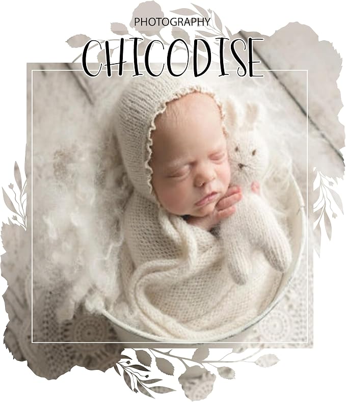 Newborn Photography Props Wraps & Ruffle Edge Bonnet - Image 2