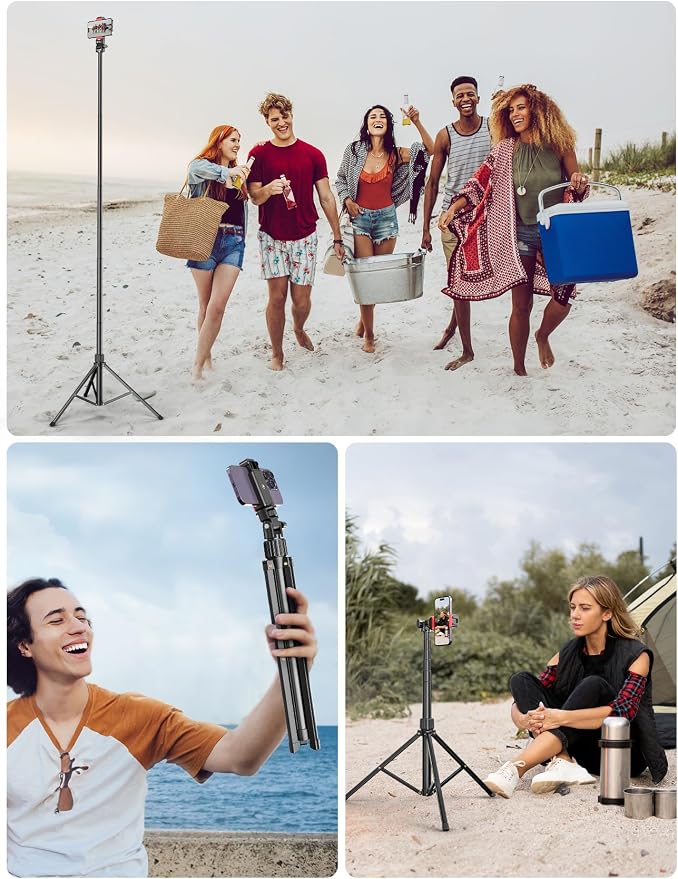 Pnitri 71'' Phone Tripod Stand, Extendable Reinforced Aluminum Phone Stand - Image 6