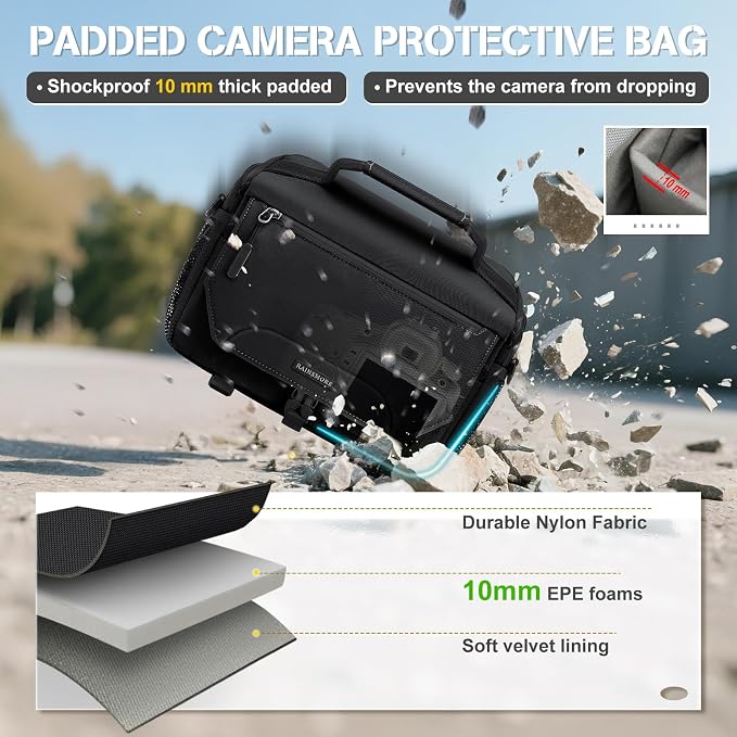 RAINSMORE Camera Bag, Small DSLR/SLR/Mirrorless Camera Sling Bag Waterproof - Image 4