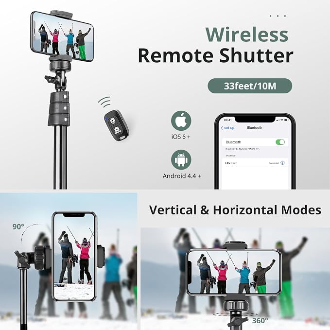 SENSYNE 72" Phone Tripod, Extendable Cell Phone Tripod Stand, Selfie Stick - Image 6