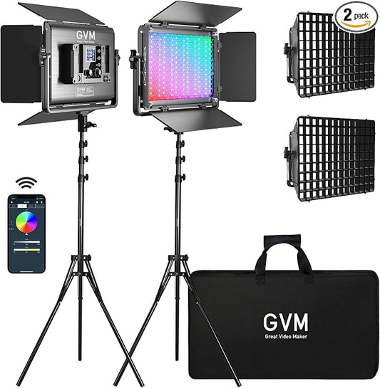 GVM 1300D RGB Video Light with Softbox, 65W LED Video Lighting Kit, by GVMGreatVideoMaker