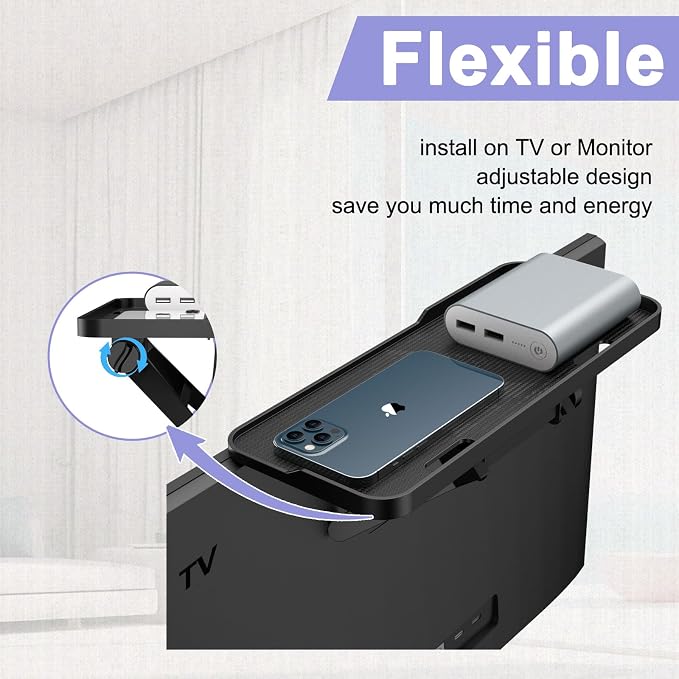 TETVIK TV Top Shelf Screen Adjustable Monitor Top Shelf Storage Bracket Tray - Image 7