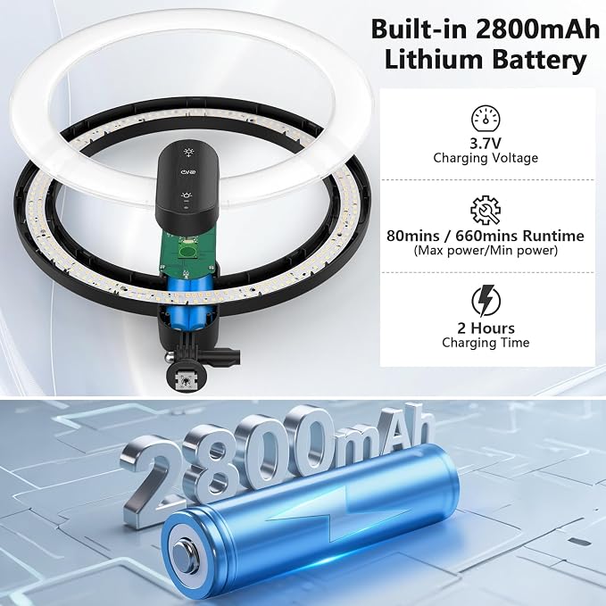 12" Selfie Ring Light with 63" Tripod Stand/Phone Holder, QEUOOIY 20W LED - Image 5