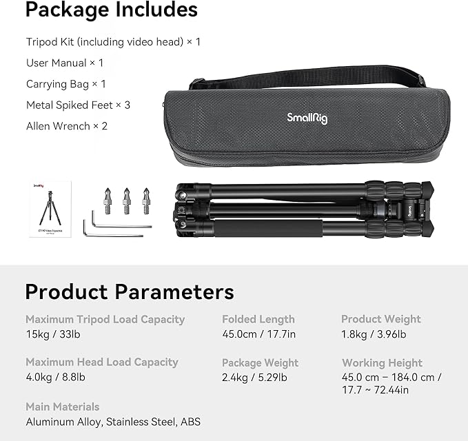 SmallRig CT190 Professional Video Tripod, Monopod Conversion, Video Tripod - Image 10