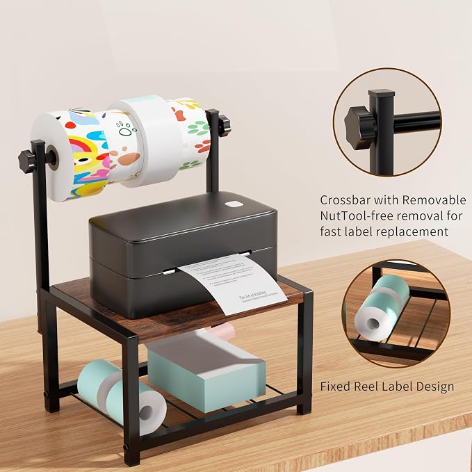 Label Holder for Rolls and Fan-Fold Labels, Sturdy Thermal Sticker Holder for - Image 4