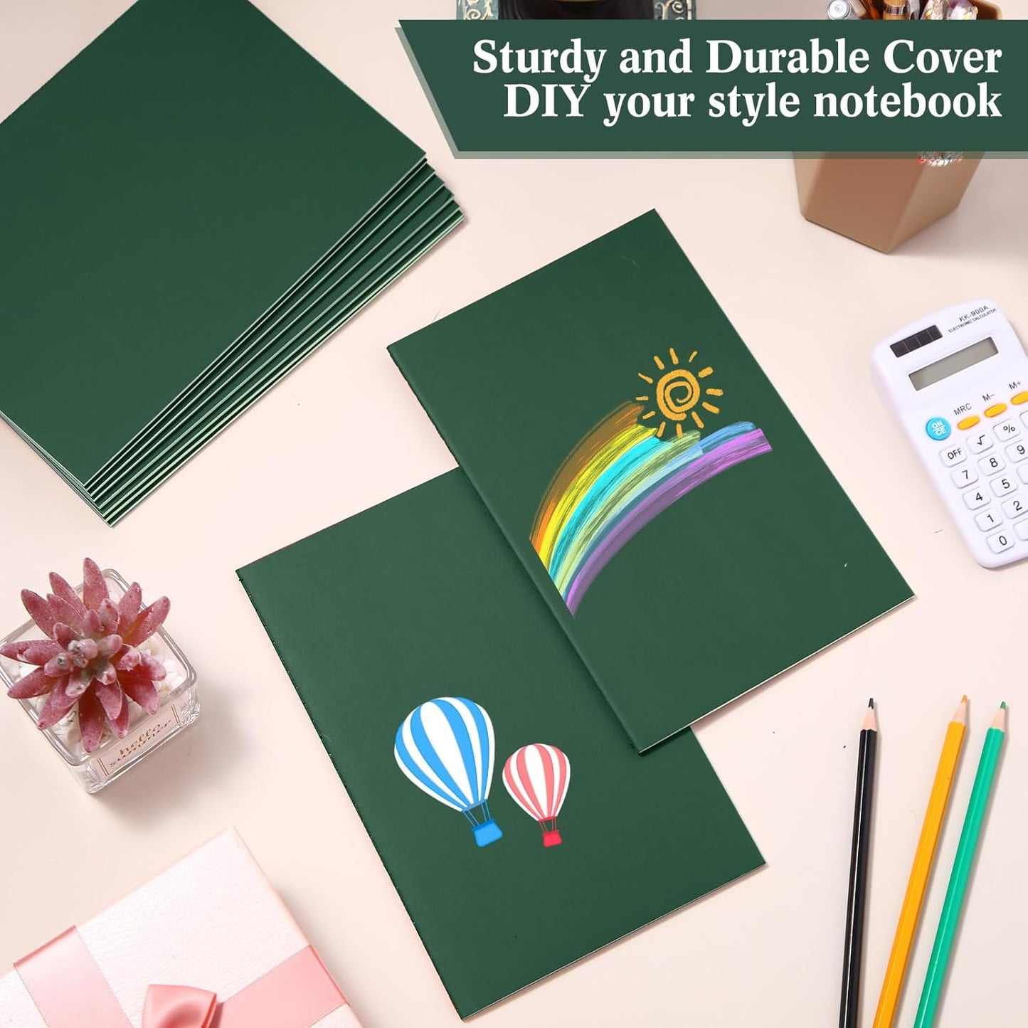 Sepamoon 150 Pack Kraft Notebook Journals 5.82 Inch x 4.13 Inch A6 Softcover Notebooks Bulk for Kids Student Writing Sketch Travel Journal Office Notepad with 48 Pages 24 Sheets, Lined(Green)