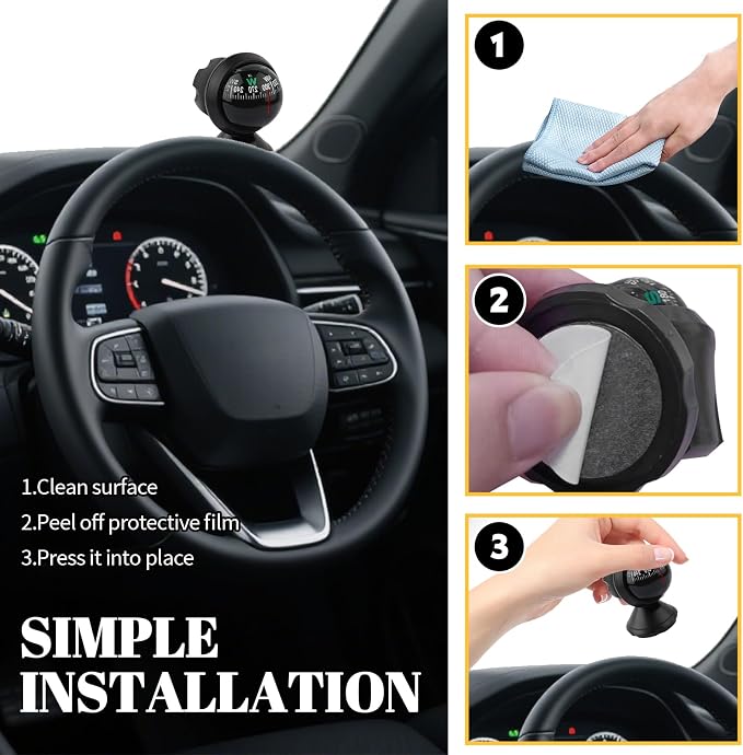 2026 Upgraded Car Compass Dashboard, Adjustible Ball Compass - Image 6