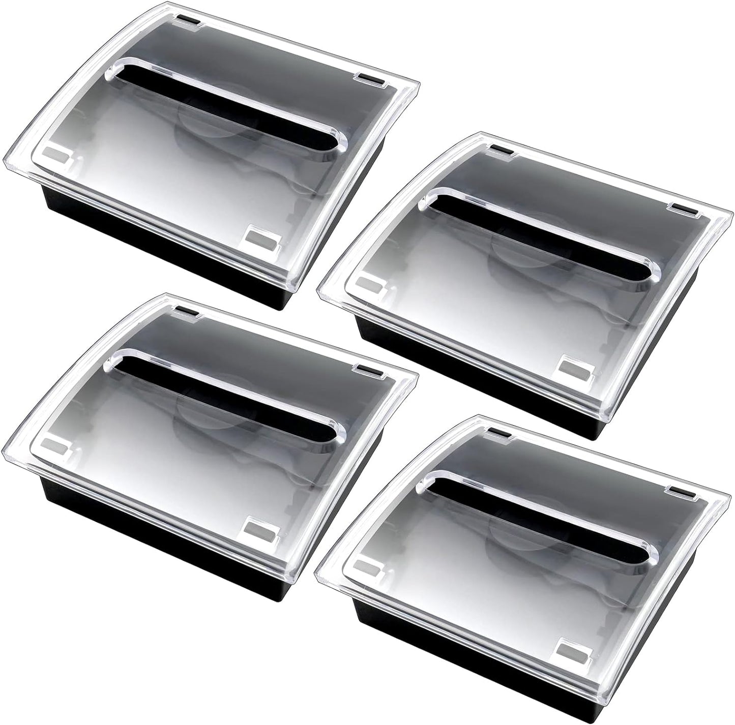 4 Pcs Pop Up Sticky Note Dispenser Sticky Note Holder Pop Up Note Dispenser Transparent Top for 3 x 3 Inch Sticky Notes School Office Home Store Black Base Clear Top (4)