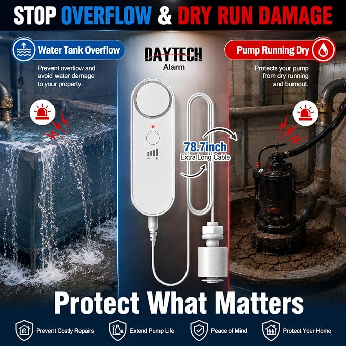 Daytech High / Low Water Level Sensor 100 dB Sump Pump Alarm, Water Level - Image 2