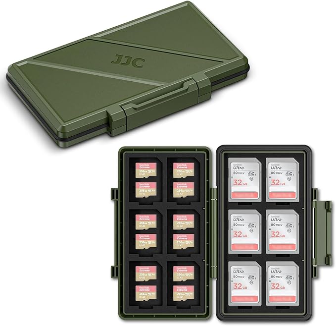 Green 36 Slots Memory Card Case Water-Resistant Anti-Shock Memory Card Wallet by JJC