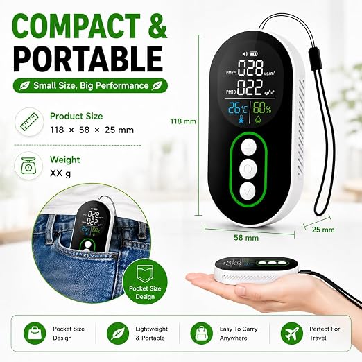 Protmex PM2.5 & PM10 Air Quality Monitor, Portable Indoor Air Quality Detector - Image 7