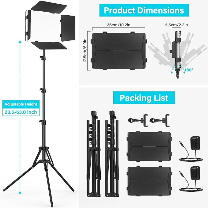 Unicucp 2 Pack Led Video Light Panel Lighting Kit - Image 6