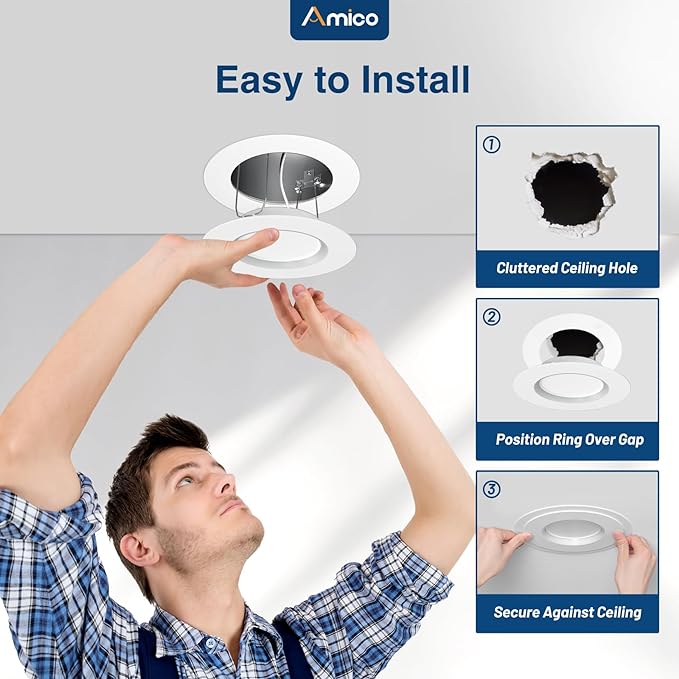 Amico 36 Pack Goof Rings for 6 Inch Recessed Lights, Can Light Trim Ring Cover - Image 4