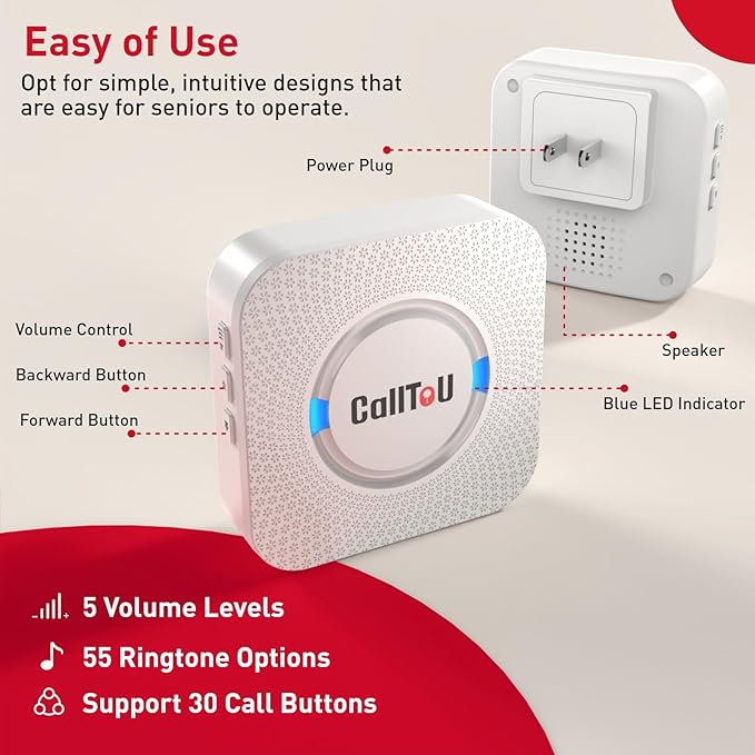 CallToU Caregiver Pager Wireless Call Button Nurse Alert System 500+ Feet - Image 5