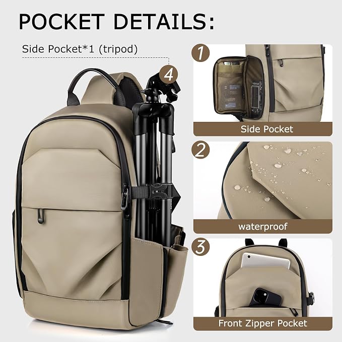 TAAOKA Camera Sling Bag, DSLR/SLR/Mirrorless Camera Backpack Case Shockproof - Image 2