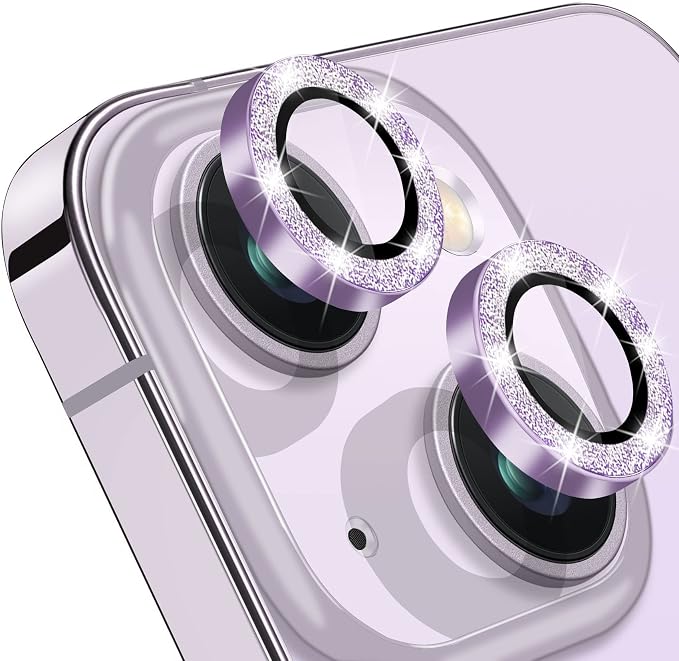 Compatible with iPhone 15 & 15 Plus Camera Lens Protector, Bling Glitter by Hsefo