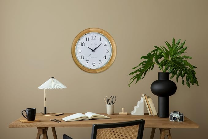 Bulova C5005 Wooden Atomic Analog Wall Clock | Automatically Sets Time | Large - Image 5