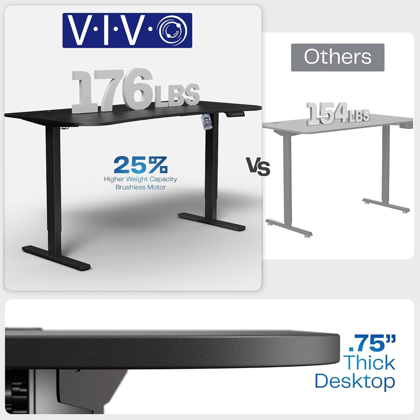 VIVO Electric 63 x 32 in Standing Desk, Memory Height Adjustment, 1B Series, Black Carbon Fiber Top Black Frame, DESK-KIT-1B1R