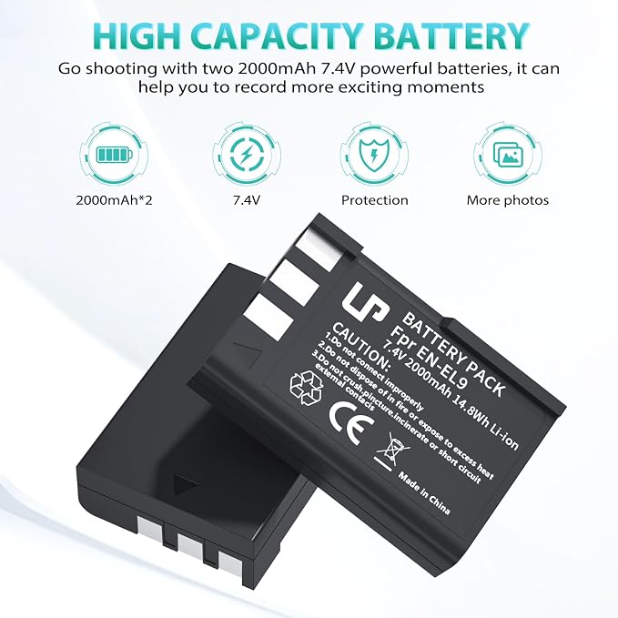LP EN-EL9 EN EL9a Battery Charger Pack, D5000 Digital SLR Cameras - Image 3