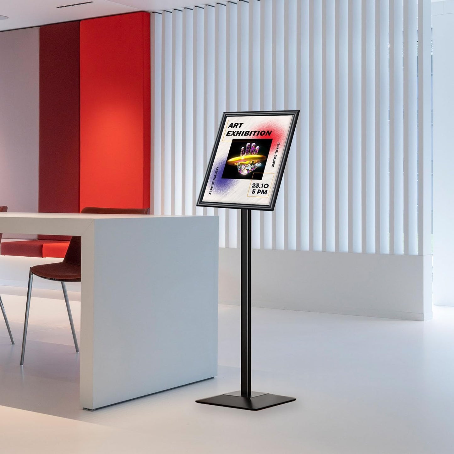 Sign Stand for Display, 11lbs Integrated Rod Heavy Duty Pedestal Floor Signage Stand Holder, for Outdoor or Indoor Advertising (11 x 17, Black, 3Pack)
