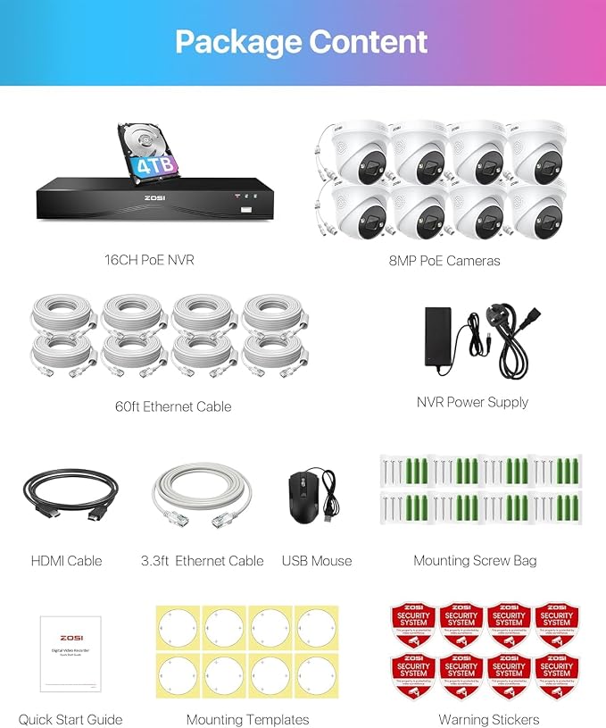 ZOSI 32CH 4K PoE Security Camera System, Color Night Vision, Person Vehicle - Image 9