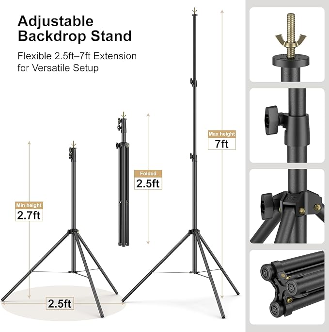 LINCO Lincostore Backdrop Support Stand Kit 10x6.5ft Adjustable Photography - Image 4