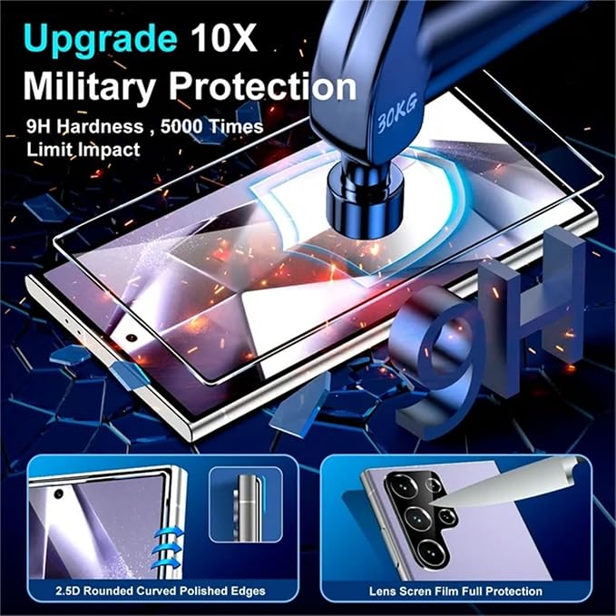 XDesign [2+2 Pack Galaxy S24 Ultra Screen Protector, 9H Tempered Glass Scratch - Image 3