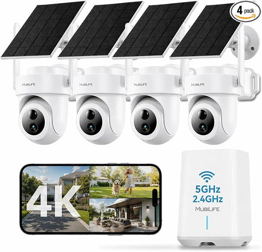 MUBILIFE 4K Ultra HD Solar Security Cameras Wireless Outdoor, No Subscription by MUBILIFE