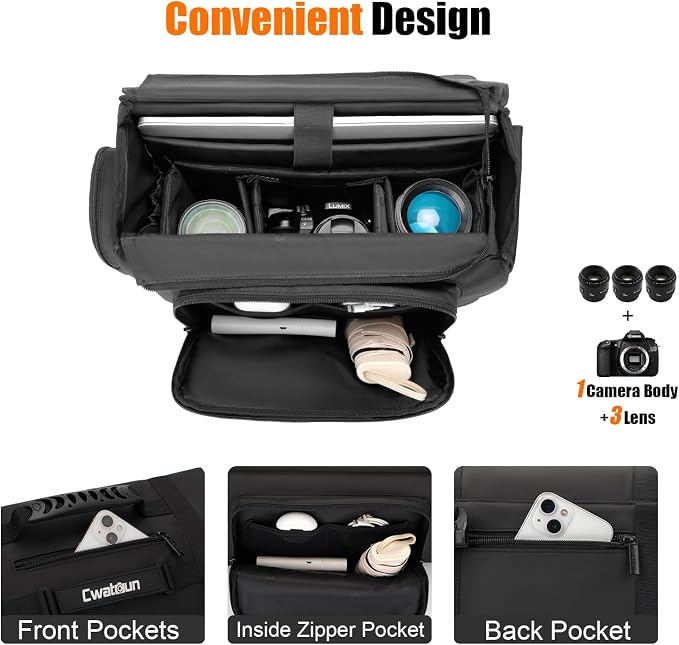 Cwatcun Camera Sling Bag, Waterproof Multifunction Photography Tactica Camera - Image 2