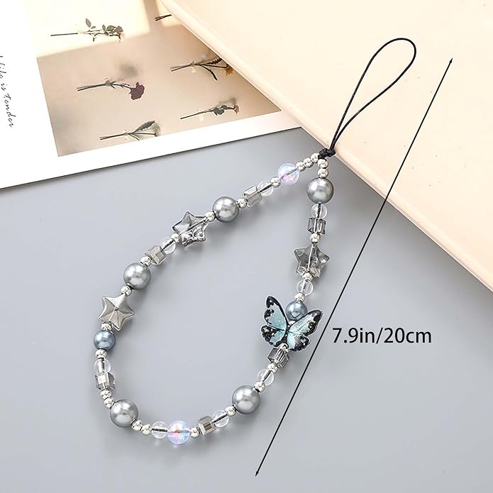 Beaded Phone Charm Lanyard Strap Girly Style Fixed Beads Pearl Lanyards - Image 5