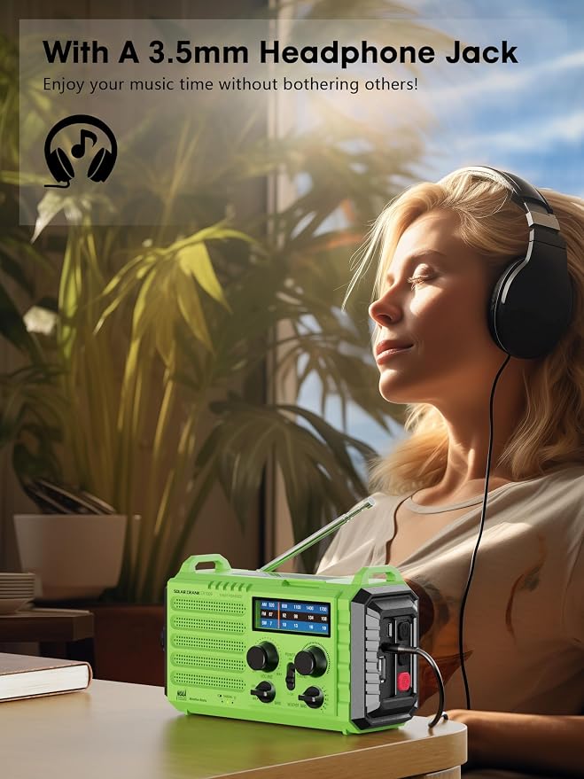 Raynic Weather Radio, 5000mAh/18500mWh Solar Hand Crank Emergency Radio - Image 6