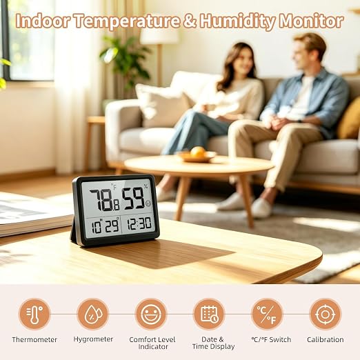 DOOMAY Digital Room Thermometer and Humidity Monitor - Image 2