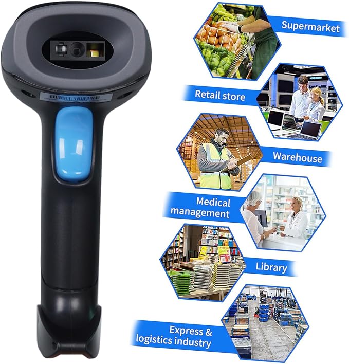 1D 2D QR Barcode Scanner Wireless, Handheld Cordless Bar Codes Reader - Image 7