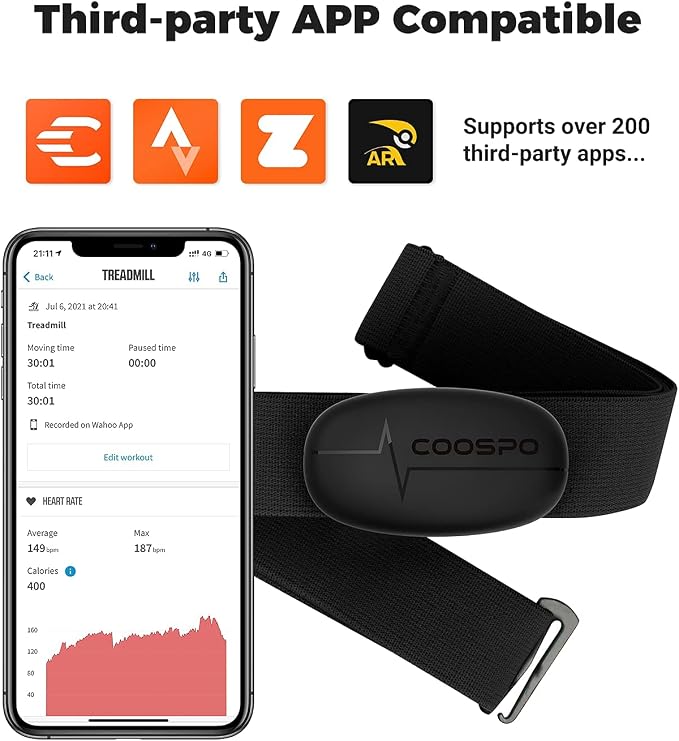 COOSPO H6 Heart Rate Monitor Chest Strap Bluetooth 4.0 ANT+ IP67 Chest Heart - Image 3