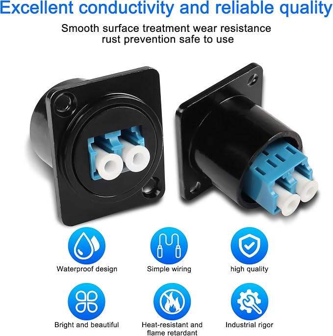 XMSJSIY LC Fiber Optic Panel Mount Adapter Connector D-Type LC Female to Female - Image 3