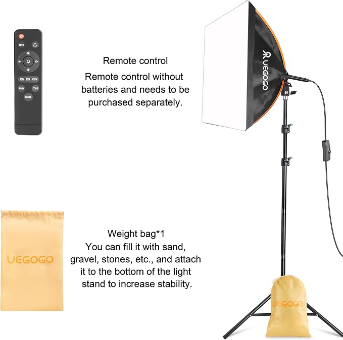 UEGOGO Softbox Photography Lighting Kit，UL Certified 85W 3000-7500K LED Bulbs - Image 4