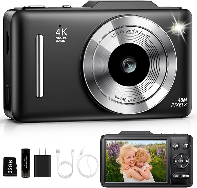 Digital Camera 4K for Kids-48MP Autofocus Vlogging Camera by QUIOF