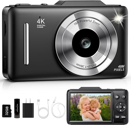Digital Camera 4K for Kids-48MP Autofocus Vlogging Camera by QUIOF